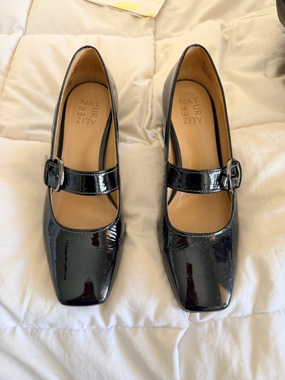 Naturalizer Black Patent Mary Jane Pumps with Buckle Strap
